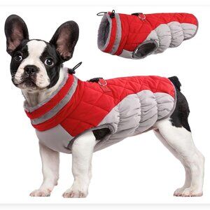 FUAMEY Dog Coat for Small Dogs,Waterproof Dog Winter Jacket with Harness XS